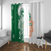 India Christmas Window Curtain with Peacock Mandala Pattern and Tricolor Design - Wonder Print Shop