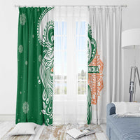 India Christmas Window Curtain with Peacock Mandala Pattern and Tricolor Design - Wonder Print Shop