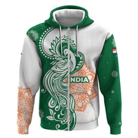 India Christmas Zip Hoodie with Peacock Mandala Pattern and Tricolor Design - Wonder Print Shop