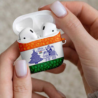 India Christmas AirPods Case with Elephant Santa Tree Design and Tricolor Holiday Pattern - Wonder Print Shop