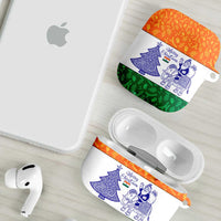 India Christmas AirPods Case with Elephant Santa Tree Design and Tricolor Holiday Pattern - Wonder Print Shop