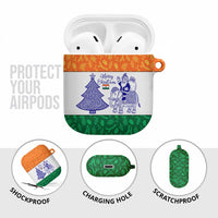 India Christmas AirPods Case with Elephant Santa Tree Design and Tricolor Holiday Pattern - Wonder Print Shop