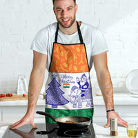 India Christmas Apron with Elephant Santa Tree Design and Tricolor Holiday Pattern - Wonder Print Shop