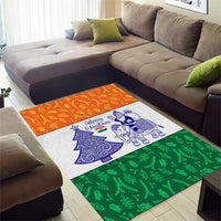 India Christmas Area Rug with Elephant Santa Tree Design and Tricolor Holiday Pattern - Wonder Print Shop