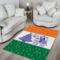 India Christmas Area Rug with Elephant Santa Tree Design and Tricolor Holiday Pattern - Wonder Print Shop