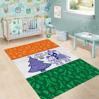 India Christmas Area Rug with Elephant Santa Tree Design and Tricolor Holiday Pattern - Wonder Print Shop