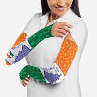 India Christmas Arm Sleeves with Elephant Santa Tree Design and Tricolor Holiday Pattern - Wonder Print Shop