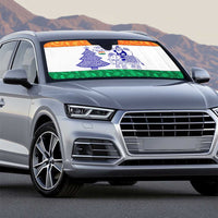 India Christmas Auto Sun Shade with Elephant Santa Tree Design and Tricolor Holiday Pattern - Wonder Print Shop