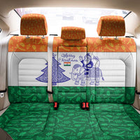 India Christmas Back Car Seat Cover with Elephant Santa Tree Design and Tricolor Holiday Pattern - Wonder Print Shop