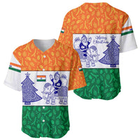India Christmas Baseball Jersey with Elephant Santa Tree Design and Tricolor Holiday Pattern - Wonder Print Shop