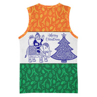 India Christmas Basketball Jersey with Elephant Santa Tree Design and Tricolor Holiday Pattern - Wonder Print Shop