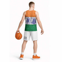 India Christmas Basketball Jersey with Elephant Santa Tree Design and Tricolor Holiday Pattern - Wonder Print Shop