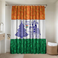 India Christmas Bathroom Set with Elephant Santa Tree Design and Tricolor Holiday Pattern - Wonder Print Shop