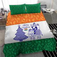 India Christmas Bedding Set with Elephant Santa Tree Design and Tricolor Holiday Pattern - Wonder Print Shop