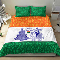 India Christmas Bedding Set with Elephant Santa Tree Design and Tricolor Holiday Pattern - Wonder Print Shop