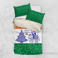 India Christmas Bedding Set with Elephant Santa Tree Design and Tricolor Holiday Pattern - Wonder Print Shop
