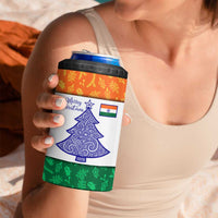 India Christmas 4 in 1 Can Cooler Tumbler with Elephant Santa Tree Design and Tricolor Holiday Pattern - Wonder Print Shop