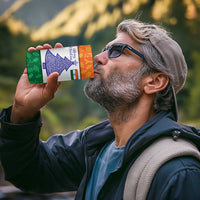 India Christmas 4 in 1 Can Cooler Tumbler with Elephant Santa Tree Design and Tricolor Holiday Pattern - Wonder Print Shop