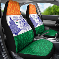 India Christmas Car Seat Cover with Elephant Santa Tree Design and Tricolor Holiday Pattern - Wonder Print Shop