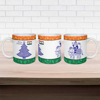 India Christmas Ceramic Mug with Elephant Santa Tree Design and Tricolor Holiday Pattern - Wonder Print Shop