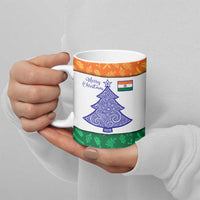 India Christmas Ceramic Mug with Elephant Santa Tree Design and Tricolor Holiday Pattern - Wonder Print Shop