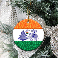 India Christmas Ceramic Ornament with Elephant Santa Tree Design and Tricolor Holiday Pattern - Wonder Print Shop