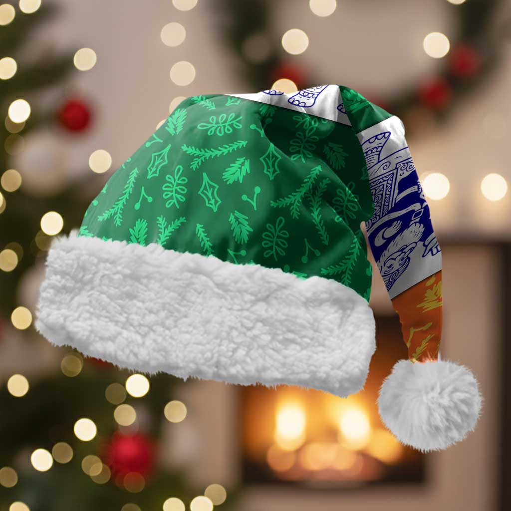 India Christmas Santa Hat with Elephant Santa Tree Design and Tricolor Holiday Pattern - Wonder Print Shop