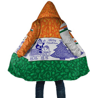 India Christmas Cloak with Elephant Santa Tree Design and Tricolor Holiday Pattern - Wonder Print Shop