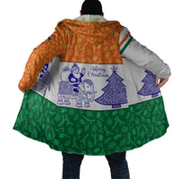 India Christmas Cloak with Elephant Santa Tree Design and Tricolor Holiday Pattern - Wonder Print Shop
