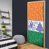 India Christmas Door Cover with Elephant Santa Tree Design and Tricolor Holiday Pattern - Wonder Print Shop