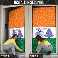 India Christmas Door Cover with Elephant Santa Tree Design and Tricolor Holiday Pattern - Wonder Print Shop