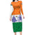 India Christmas Family Matching Long Sleeve Bodycon Dress and Hawaiian Shirt with Elephant Santa Tree Design and Tricolor Holiday Pattern - Wonder Print Shop