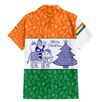 India Christmas Family Matching Mermaid Dress and Hawaiian Shirt with Elephant Santa Tree Design and Tricolor Holiday Pattern - Wonder Print Shop