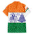 India Christmas Family Matching Off The Shoulder Long Sleeve Dress and Hawaiian Shirt with Elephant Santa Tree Design and Tricolor Holiday Pattern - Wonder Print Shop
