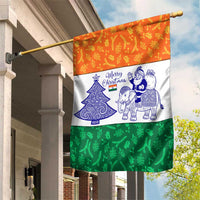 India Christmas Garden Flag with Elephant Santa Tree Design and Tricolor Holiday Pattern - Wonder Print Shop