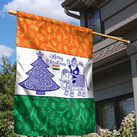 India Christmas Garden Flag with Elephant Santa Tree Design and Tricolor Holiday Pattern - Wonder Print Shop