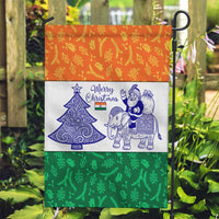 India Christmas Garden Flag with Elephant Santa Tree Design and Tricolor Holiday Pattern - Wonder Print Shop