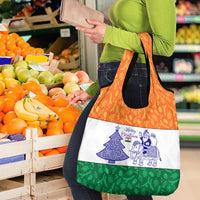 India Christmas Grocery Bag with Elephant Santa Tree Design and Tricolor Holiday Pattern - Wonder Print Shop