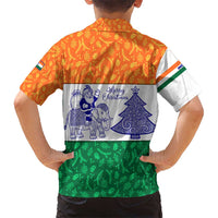 India Christmas Kid Hawaiian Shirt with Elephant Santa Tree Design and Tricolor Holiday Pattern - Wonder Print Shop
