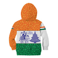 India Christmas Kid Hoodie with Elephant Santa Tree Design and Tricolor Holiday Pattern - Wonder Print Shop