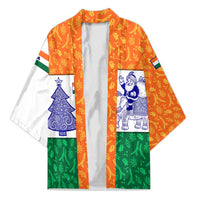 India Christmas Kimono with Elephant Santa Tree Design and Tricolor Holiday Pattern - Wonder Print Shop