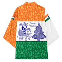 India Christmas Kimono with Elephant Santa Tree Design and Tricolor Holiday Pattern - Wonder Print Shop