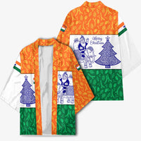 India Christmas Kimono with Elephant Santa Tree Design and Tricolor Holiday Pattern - Wonder Print Shop