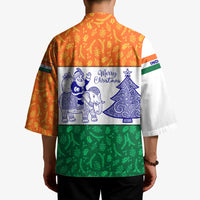 India Christmas Kimono with Elephant Santa Tree Design and Tricolor Holiday Pattern - Wonder Print Shop
