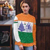 India Christmas Ugly Christmas Sweater with Elephant Santa Tree Design and Tricolor Holiday Pattern - Wonder Print Shop