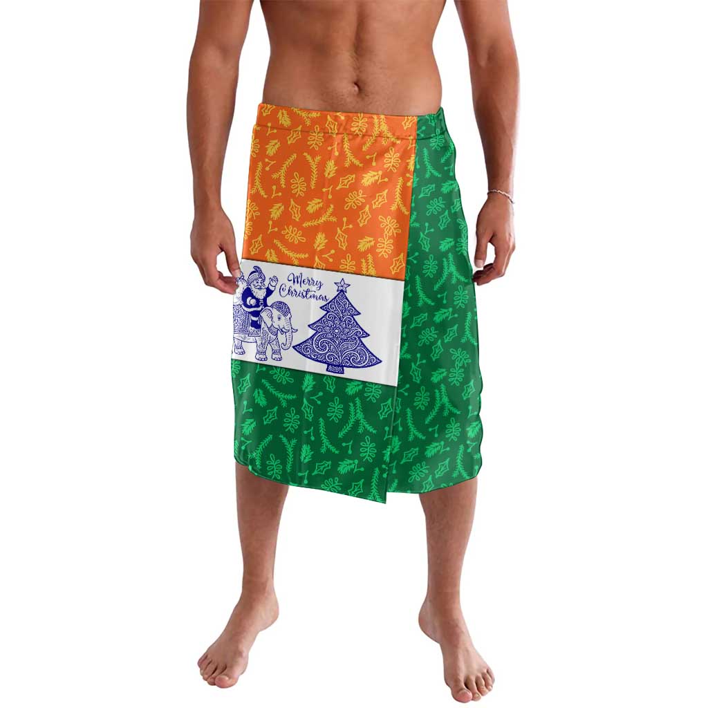 India Christmas Lavalava with Elephant Santa Tree Design and Tricolor Holiday Pattern - Wonder Print Shop