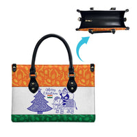 India Christmas Leather Bag with Elephant Santa Tree Design and Tricolor Holiday Pattern - Wonder Print Shop