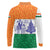 India Christmas Long Sleeve Polo Shirt with Elephant Santa Tree Design and Tricolor Holiday Pattern - Wonder Print Shop