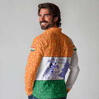 India Christmas Long Sleeve Polo Shirt with Elephant Santa Tree Design and Tricolor Holiday Pattern - Wonder Print Shop