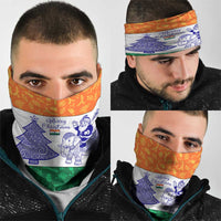 India Christmas Neck Gaiter with Elephant Santa Tree Design and Tricolor Holiday Pattern - Wonder Print Shop